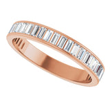 14K Gold Straight Baguette Natural Diamond Channel-Set Anniversary Band – 3x1.5 mm Stones - Rose Gold - view 5