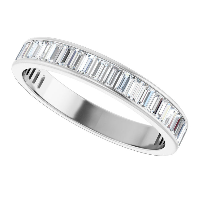 14K Gold Straight Baguette Natural Diamond Channel-Set Anniversary Band – 3x1.5 mm Stones - White Gold - view 5