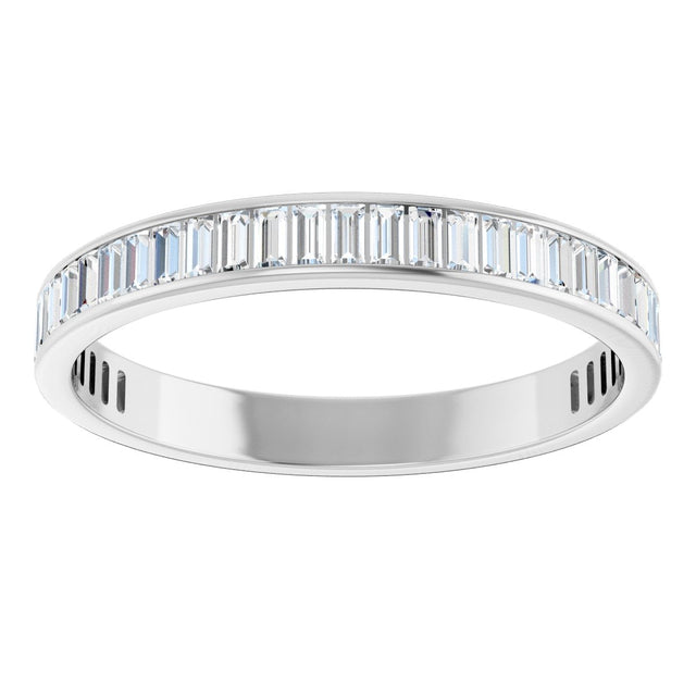 14K Gold Straight Baguette Natural Diamond Channel-Set Anniversary Band – 3x1.5 mm Stones (1 3/8–1 1/2 CTW) - White Gold - view 3