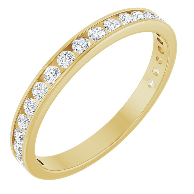14K Gold Round Natural Diamond Channel-Set Anniversary Band – 2.25 mm Stones - Yellow Gold