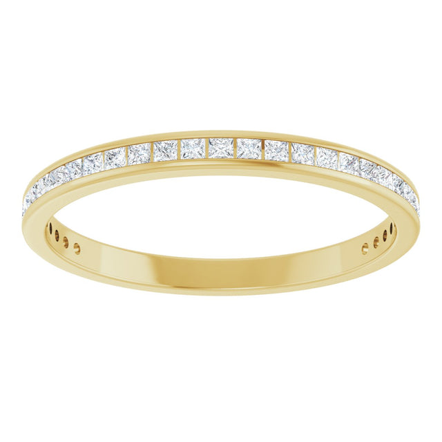 14K Gold Square Lab-Grown Diamond Channel-Set Anniversary Band – 1.5x1.5 mm Stones (3/4 CTW) - Yellow Gold - view 3