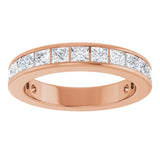 14K Gold Square Lab-Grown Diamond Channel-Set Anniversary Band – 2.25x2.25 mm Stones - Rose Gold - view 3