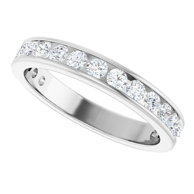 14K Gold Round Lab-Grown Diamond Channel-Set Anniversary Band – 2.25 mm Stones - White Gold - view 5