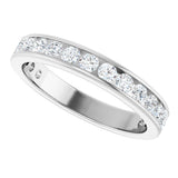14K Gold Round Natural Diamond Channel-Set Anniversary Band – 2.25 mm Stones - White Gold - view 5