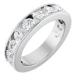 14K Gold Round Natural Diamond Channel-Set Anniversary Band – 3 mm Stones - White Gold