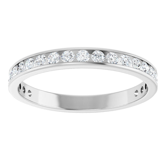 14K Gold Round Lab-Grown Diamond Channel-Set Anniversary Band – 2.25 mm Stones - White Gold - view 3