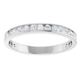 14K Gold Round Natural Diamond Channel-Set Anniversary Band – 2.25 mm Stones - White Gold - view 3