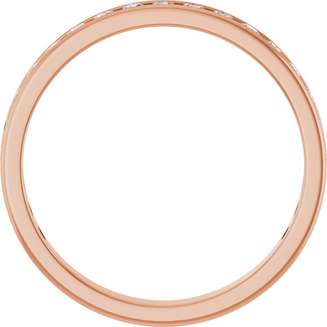 14K Gold Round Natural Diamond Channel-Set Anniversary Band – 2.25 mm Stones - Rose Gold - view 2