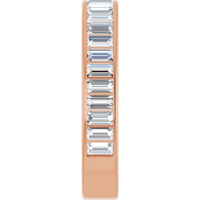 14K Gold Straight Baguette Lab-Grown Diamond Channel-Set Anniversary Band – 3x1.5 mm Stones - Rose Gold - view 4