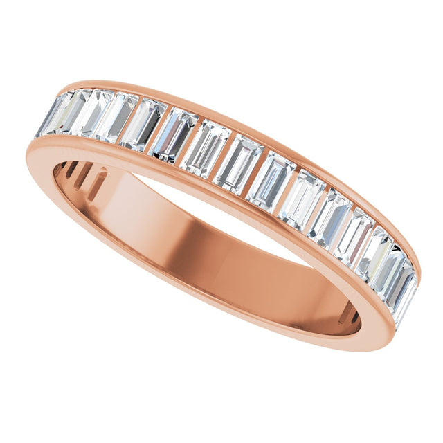 14K Gold Straight Baguette Natural Diamond Channel-Set Anniversary Band – 3x1.5 mm Stones - Rose Gold - view 5
