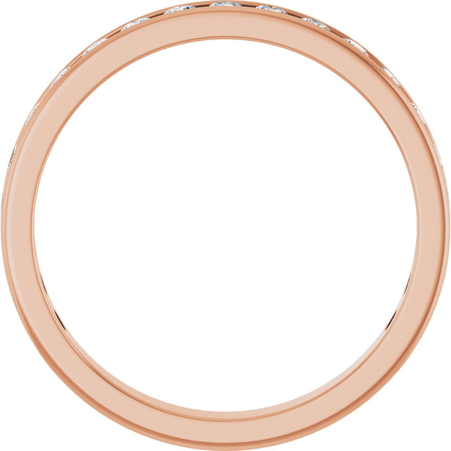 14K Gold Round Natural Diamond Channel-Set Anniversary Band – 2.5 mm Stones - Rose Gold - view 2