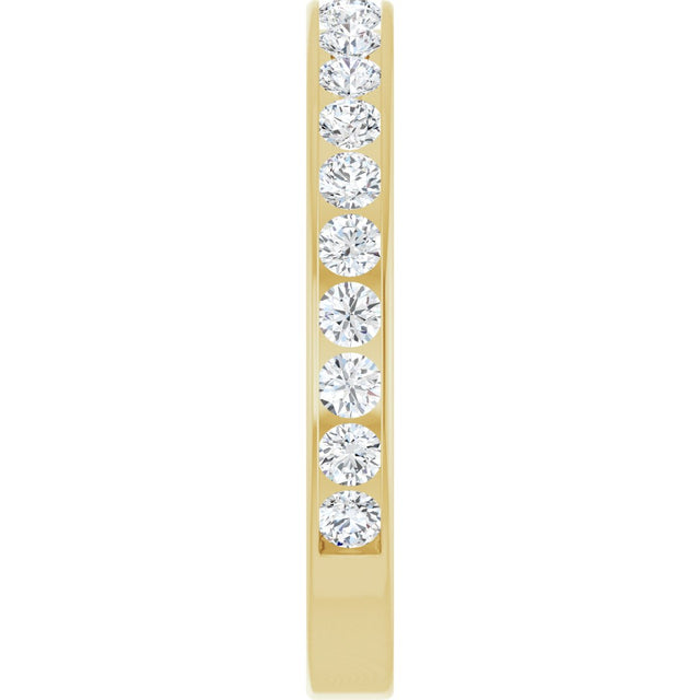 14K Gold Round Natural Diamond Channel-Set Anniversary Band – 3 mm Stones (1 7/8–2 CTW) - Yellow Gold - view 4