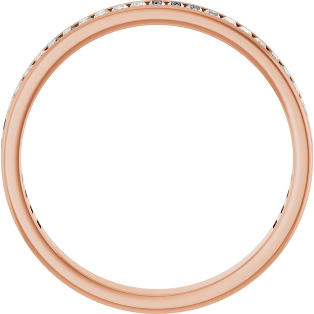 14K Gold Straight Baguette Natural Diamond Channel-Set Anniversary Band – 3x1.5 mm Stones - Rose Gold - view 2