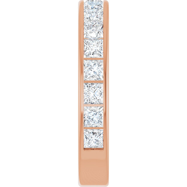 14K Gold Square Lab-Grown Diamond Channel-Set Anniversary Band – 2.25x2.25 mm Stones - Rose Gold - view 4