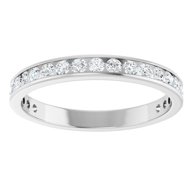 14K Gold Round Natural Diamond Channel-Set Anniversary Band – 2.25 mm Stones - White Gold - view 3