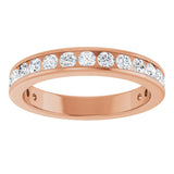 14K Gold Round Natural Diamond Channel-Set Anniversary Band – 2 mm Stones - Rose Gold - view 3