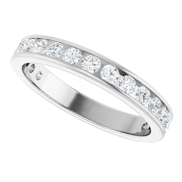 14K Gold Round Lab-Grown Diamond Channel-Set Anniversary Band – 2.25 mm Stones - White Gold - view 5