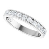 14K Gold Round Natural Diamond Channel-Set Anniversary Band – 2.25 mm Stones - White Gold - view 5