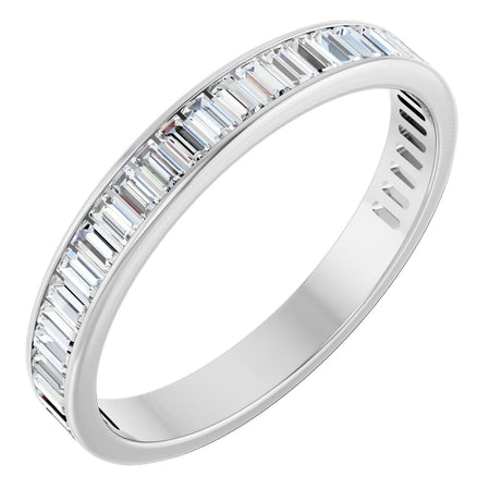 14K Gold Straight Baguette Lab-Grown Diamond Channel-Set Anniversary Band – 3x1.5 mm Stones - White Gold