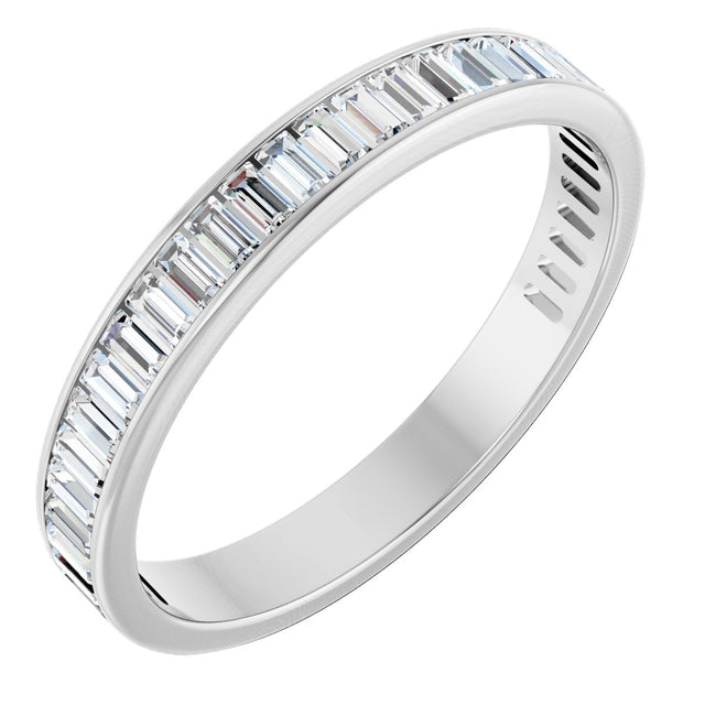 14K Gold Straight Baguette Lab-Grown Diamond Channel-Set Anniversary Band – 3x1.5 mm Stones - White Gold