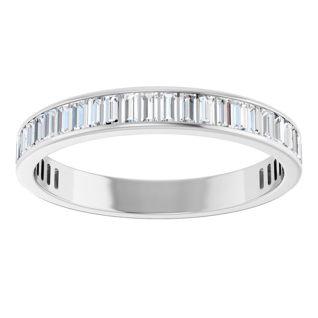 14K Gold Straight Baguette Natural Diamond Channel-Set Anniversary Band – 3x1.5 mm Stones - White Gold - view 3