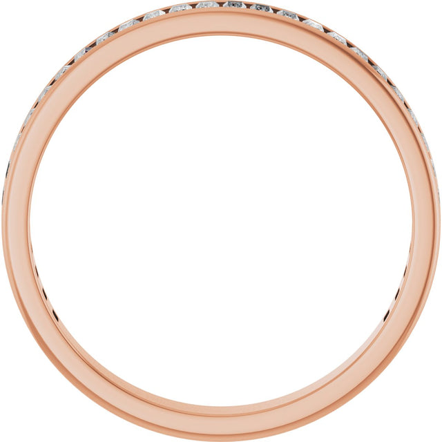 14K Gold Straight Baguette Natural Diamond Channel-Set Anniversary Band – 3x1.5 mm Stones - Rose Gold - view 2