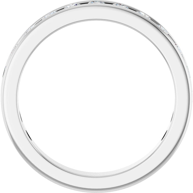 14K Gold Round Natural Diamond Channel-Set Anniversary Band – 2.5 mm Stones - White Gold - view 2