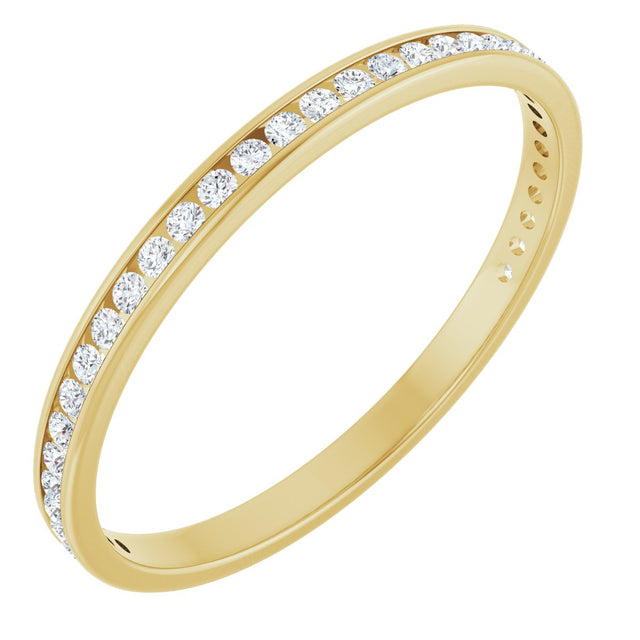 14K Gold Round Lab-Grown Diamond Channel-Set Anniversary Band – 1.7 mm Stones (3/4 CTW) - Yellow Gold
