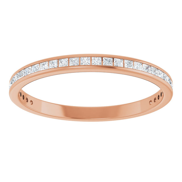 14K Gold Square Natural Diamond Channel-Set Anniversary Band – 1.5x1.5 mm Stones (3/4 CTW) - Rose Gold - view 3