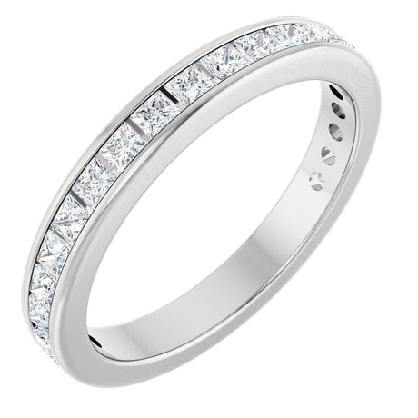 14K Gold Square Lab-Grown Diamond Channel-Set Anniversary Band – 1.75x1.75 mm Stones - White Gold