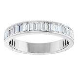 14K Gold Straight Baguette Natural Diamond Channel-Set Anniversary Band – 3x1.5 mm Stones - White Gold - view 3