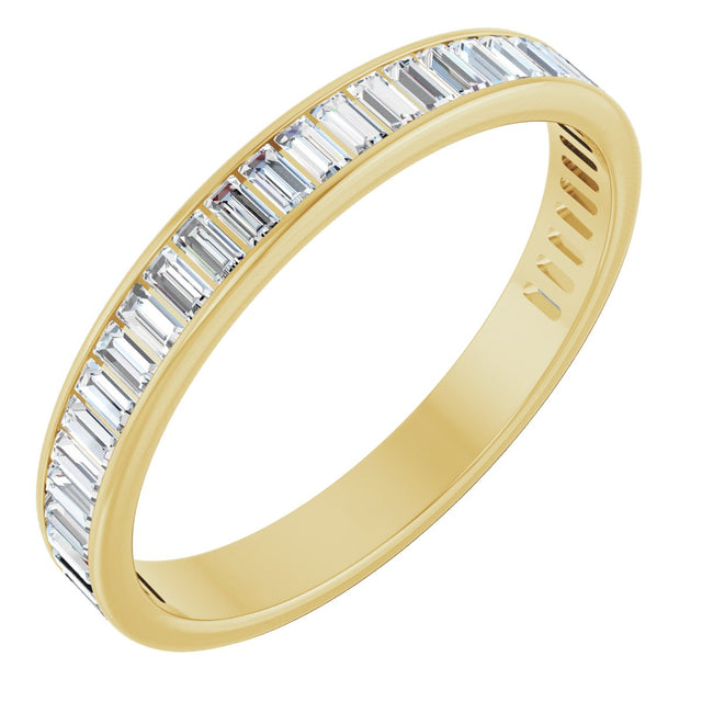 10K Gold Straight Baguette Natural Diamond Channel-Set Anniversary Band – 1 1/3 CTW - Yellow Gold