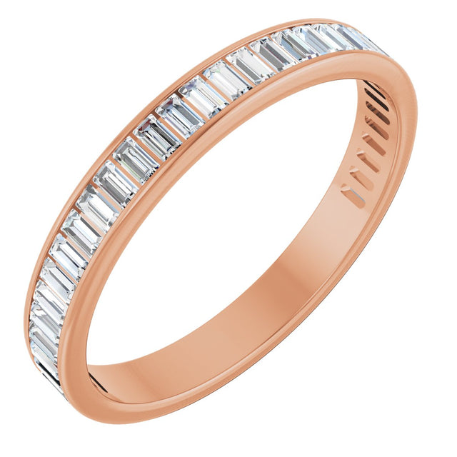 10K Gold Straight Baguette Natural Diamond Channel-Set Anniversary Band – 1 CTW - Rose Gold