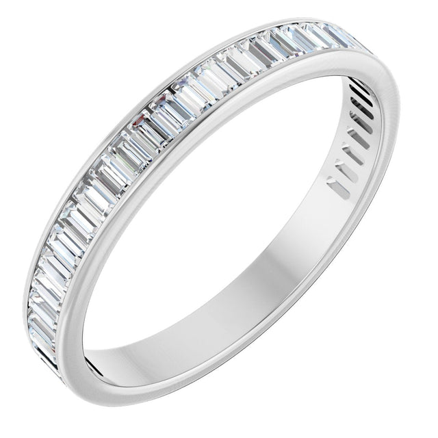 14K Gold Straight Baguette Lab-Grown Diamond Channel-Set Anniversary Band – 3x1.5 mm Stones - White Gold
