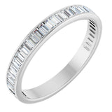 10K Gold Straight Baguette Natural Diamond Channel-Set Anniversary Band – 1 CTW - White Gold