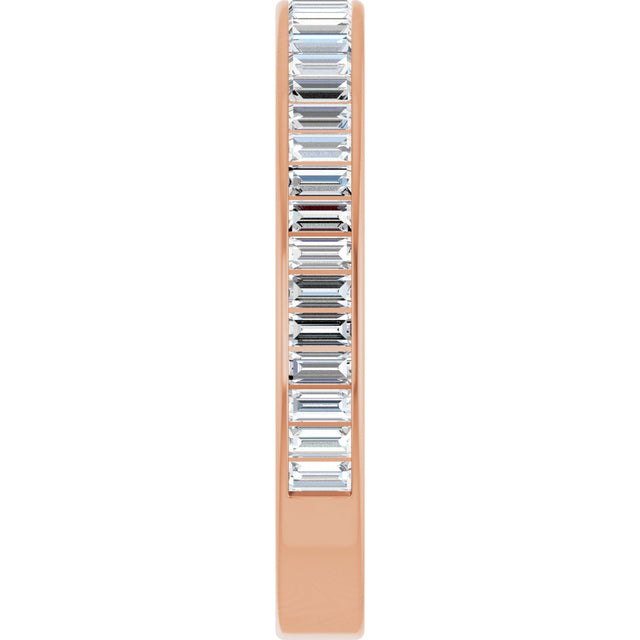 10K Gold Straight Baguette Lab-Grown Diamond Channel-Set Anniversary Band – 3x1.5 mm Stones (1 3/8–1 1/2 CTW) - Rose Gold - view 4