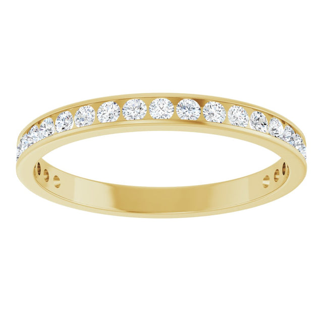 14K Gold Round Lab-Grown Diamond Channel-Set Anniversary Band – 2.5 mm Stones (1 1/2 CTW) - Yellow Gold - view 3