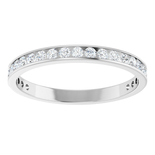 14K Gold Round Lab-Grown Diamond Channel-Set Anniversary Band – 2.5 mm Stones (1 1/2 CTW) - White Gold - view 3