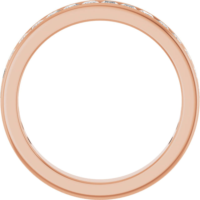 14K Gold Square Natural Diamond Channel-Set Anniversary Band – 1.75x1.75 mm Stones - Rose Gold - view 2