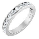 14K Gold Round Natural Diamond Channel-Set Anniversary Band – 2.5 mm Stones - White Gold