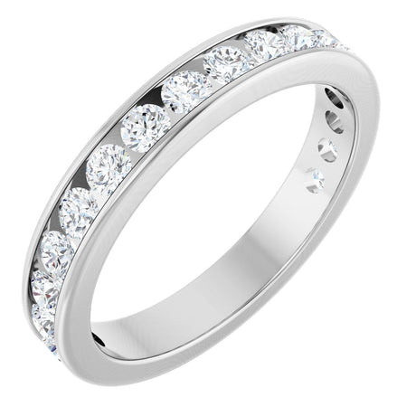 14K Gold Round Lab-Grown Diamond Channel-Set Anniversary Band – 2.5 mm Stones - White Gold