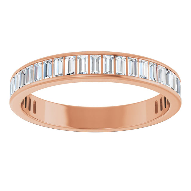 14K Gold Straight Baguette Lab-Grown Diamond Channel-Set Anniversary Band – 3x1.5 mm Stones - Rose Gold - view 3