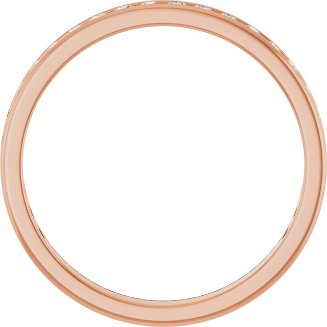 14K Gold Round Lab-Grown Diamond Channel-Set Anniversary Band – 1.7 mm Stones - Rose Gold - view 2