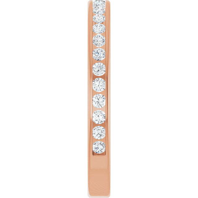 14K Gold Round Lab-Grown Diamond Channel-Set Anniversary Band – 1.7 mm Stones - Rose Gold - view 4