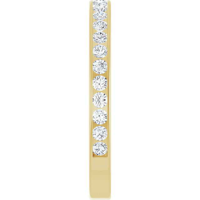 14K Gold Round Natural Diamond Channel-Set Anniversary Band – 2.5 mm Stones (1 1/2 CTW) - Yellow Gold - view 4