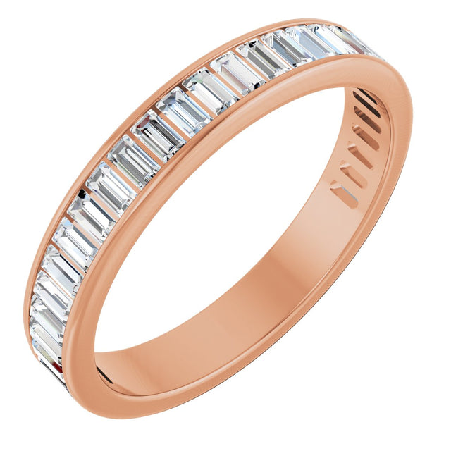 14K Gold Straight Baguette Lab-Grown Diamond Channel-Set Anniversary Band – 3x1.5 mm Stones - Rose Gold