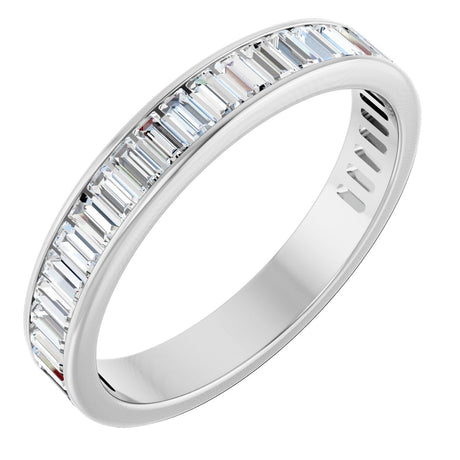 14K Gold Straight Baguette Lab-Grown Diamond Channel-Set Anniversary Band – 3x1.5 mm Stones - White Gold