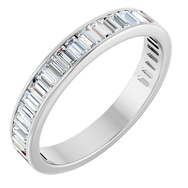 14K Gold Straight Baguette Lab-Grown Diamond Channel-Set Anniversary Band – 3x1.5 mm Stones - White Gold