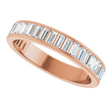 14K Gold Straight Baguette Natural Diamond Channel-Set Anniversary Band – 3x1.5 mm Stones - Rose Gold - view 5