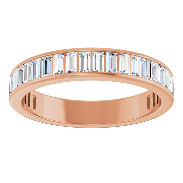 14K Gold Straight Baguette Lab-Grown Diamond Channel-Set Anniversary Band – 3x1.5 mm Stones - Rose Gold - view 3